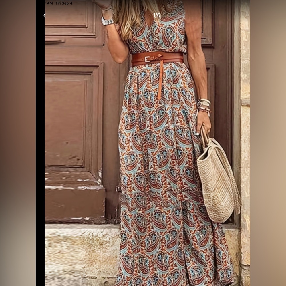 Paisley Wrap Maxi Dress in Multi-Color worn 1 time